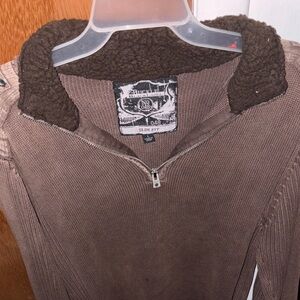 Buckle Chocolate Zip-Up Sweater
